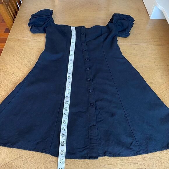 Zara Black Puff Sleeve Linen Blend Mini Dress Size XS - Picture 12 of 14
